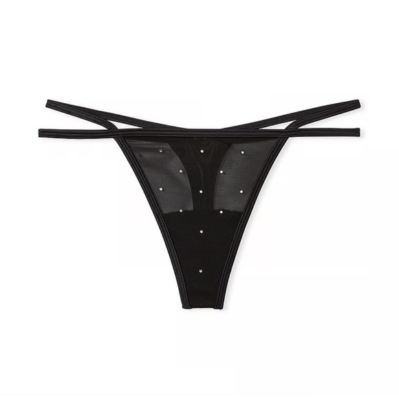 NWT Victoria’s Secret PINK mesh rhinestone shine thong S Small - Picture 2 of 4